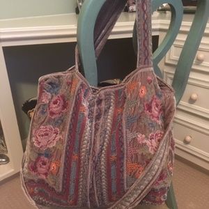 Johnny Was Gorgeous Velvet Tote Handbag